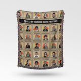 All My Heroes Have FBI Files Jacquard Woven Blanket