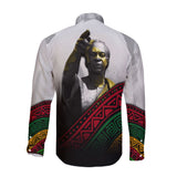 Black History Long Sleeve Button Shirt, Forward Ever Backward Never African Pride Long Sleeve Button Shirt