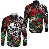 Black History Long Sleeve Button Shirt, Graffiti Pan African Pride Long Sleeve Button Shirt