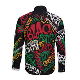 Black History Long Sleeve Button Shirt, Graffiti Pan African Pride Long Sleeve Button Shirt