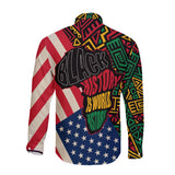 Black History Long Sleeve Button Shirt, Malcolm X Pan-African Long Sleeve Button Shirt