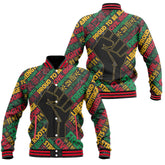 Black History Baseball Jacket, Raised Fist Freedom & Civil Rights Tribute Baseball Jacket