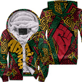 Black History Short Sherpa Hoodie, Africa Black Power Pattern Sherpa Hoodie