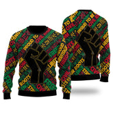 Black History Ugly Sweater, Raised Fist Freedom & Civil Rights Tribute Ugly Sweater