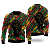 Black History Ugly Sweater, Raised Fist Freedom & Civil Rights Tribute Ugly Sweater