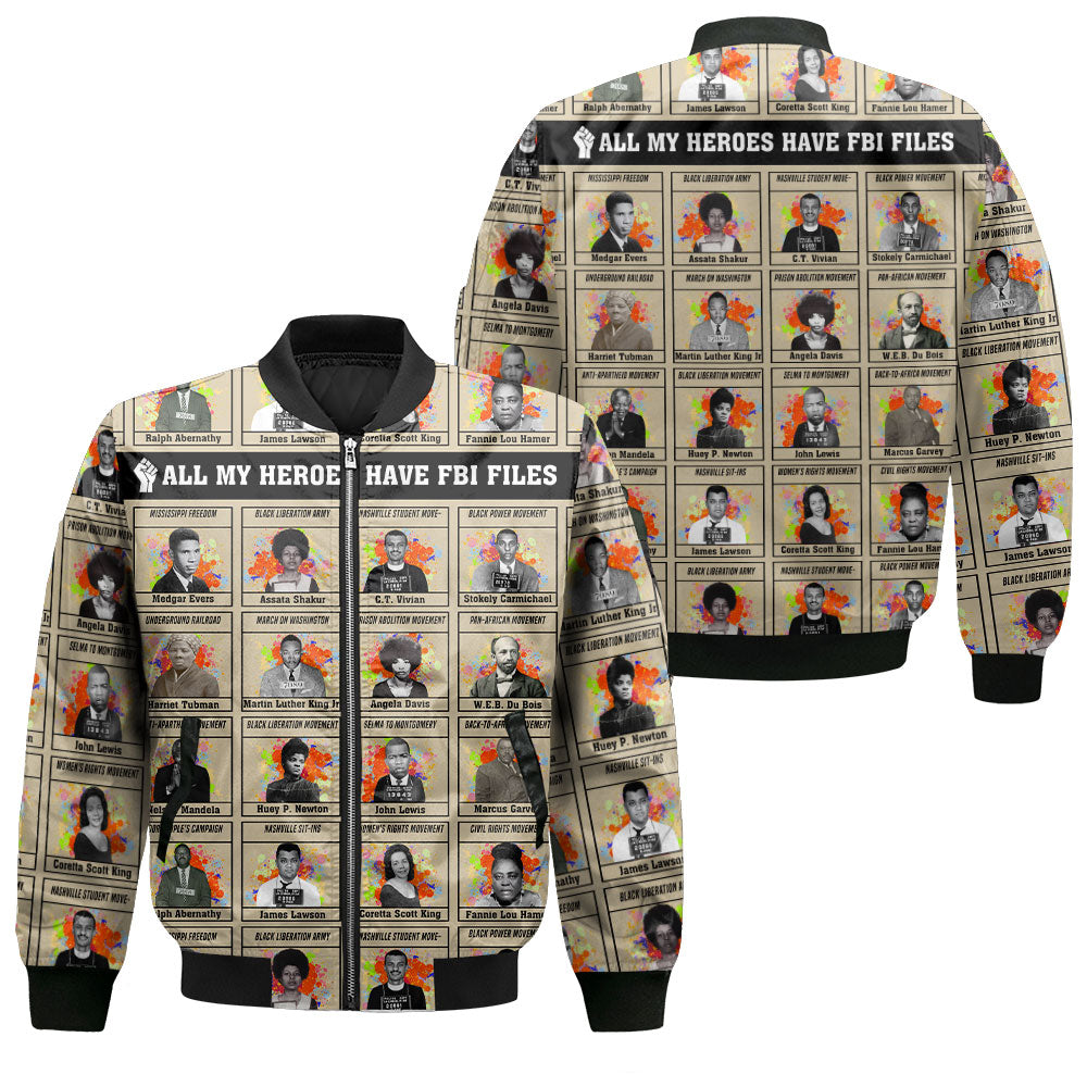 All My Heroes Have FBI Files Bomber Jacket