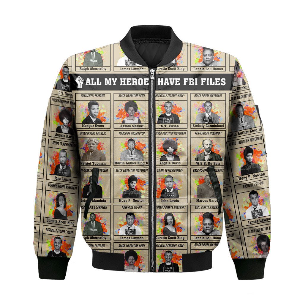 All My Heroes Have FBI Files Bomber Jacket