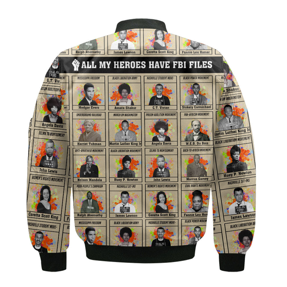All My Heroes Have FBI Files Bomber Jacket