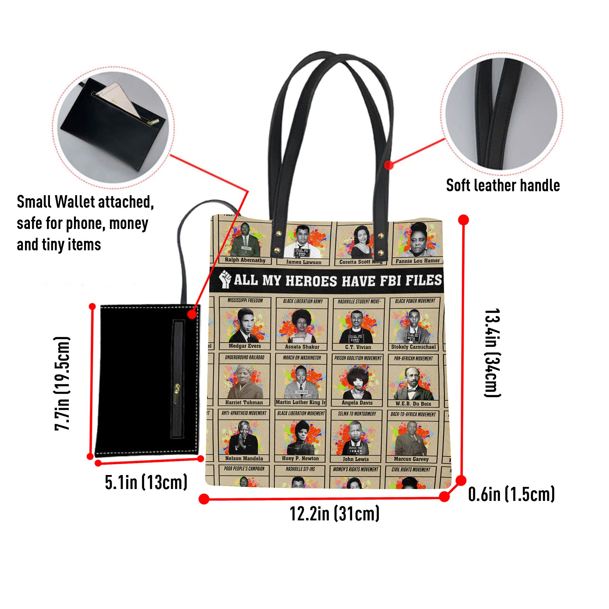 All My Heroes Have FBI Files Leather Ordinary Tote Bag