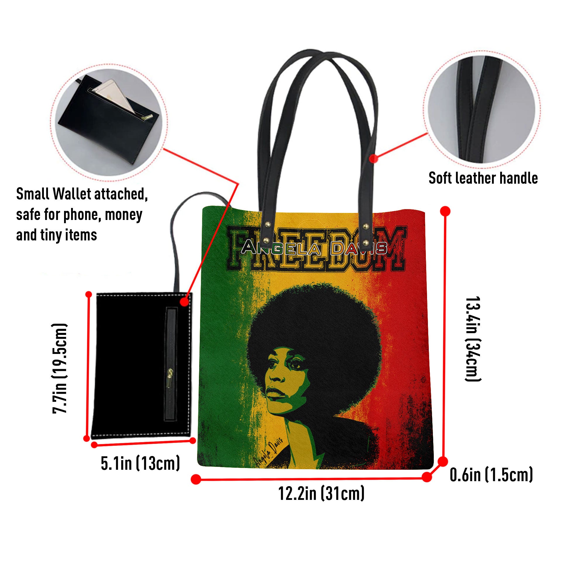 Angela Davis Rasta Freedom Leather Ordinary Tote Bag
