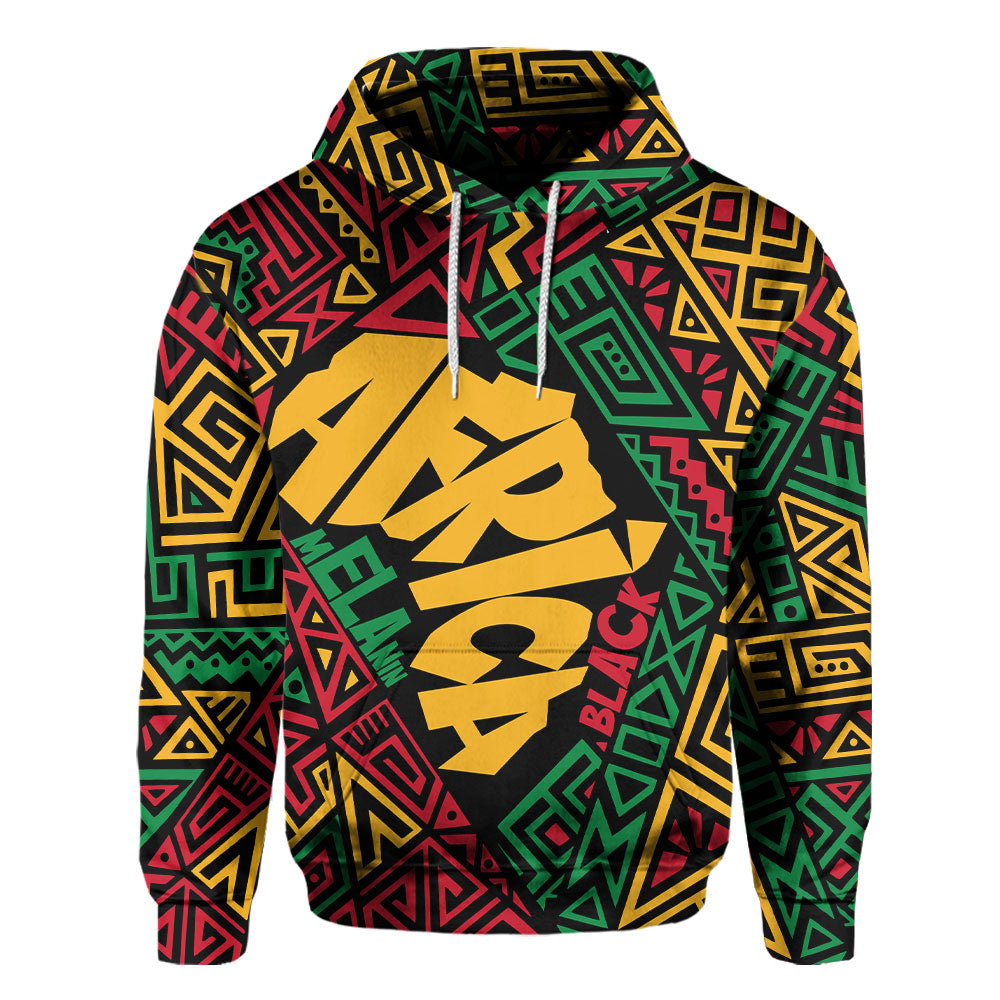 Black History Hoodie, Africa Black Power Pattern Hoodie Pullover Hoodie
