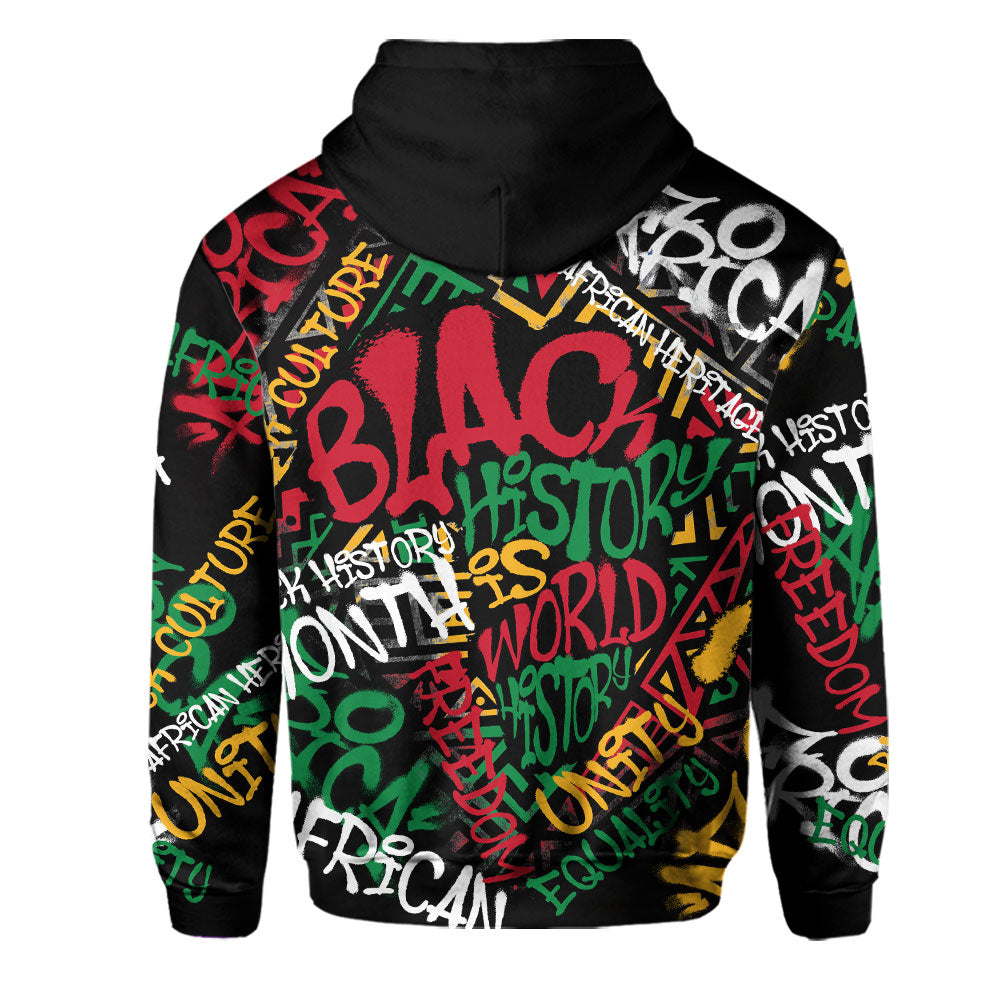 Black History Hoodie, Graffiti Pan-African Pride Hoodie Pullover Hoodie