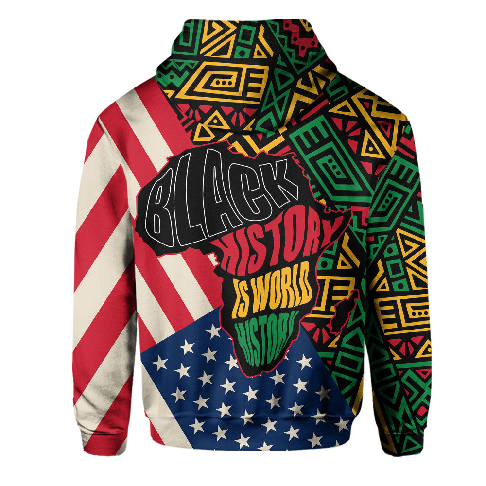 Black History Hoodie, Malcolm X Pan-African Hoodie Pullover Hoodie