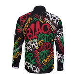 Black History Long Sleeve Button Shirt, Graffiti Pan African Pride Long Sleeve Button Shirt