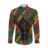 Black History Long Sleeve Button Shirt, Raised Fist Freedom & Civil Rights Tribute Long Sleeve Button Shirt