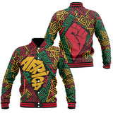 Black History Short Baseball Jacket, Africa Black Power Pattern Baseball Jacket