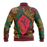 Black History Short Baseball Jacket, Africa Black Power Pattern Baseball Jacket