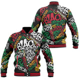Black History Short Baseball Jacket, Graffiti Pan-African Pride Baseball Jacket