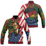 Black History Short Baseball Jacket, Malcolm X Pan-African Baseball Jacket