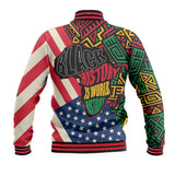 Black History Short Baseball Jacket, Malcolm X Pan-African Baseball Jacket