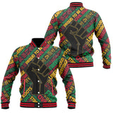 Black History Baseball Jacket, Raised Fist Freedom & Civil Rights Tribute Baseball Jacket