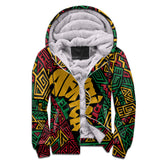 Black History Short Sherpa Hoodie, Africa Black Power Pattern Sherpa Hoodie