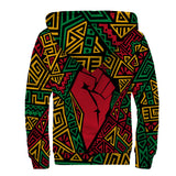 Black History Short Sherpa Hoodie, Africa Black Power Pattern Sherpa Hoodie