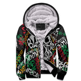 Black History Short Sherpa Hoodie, Graffiti Pan-African Pride Sherpa Hoodie