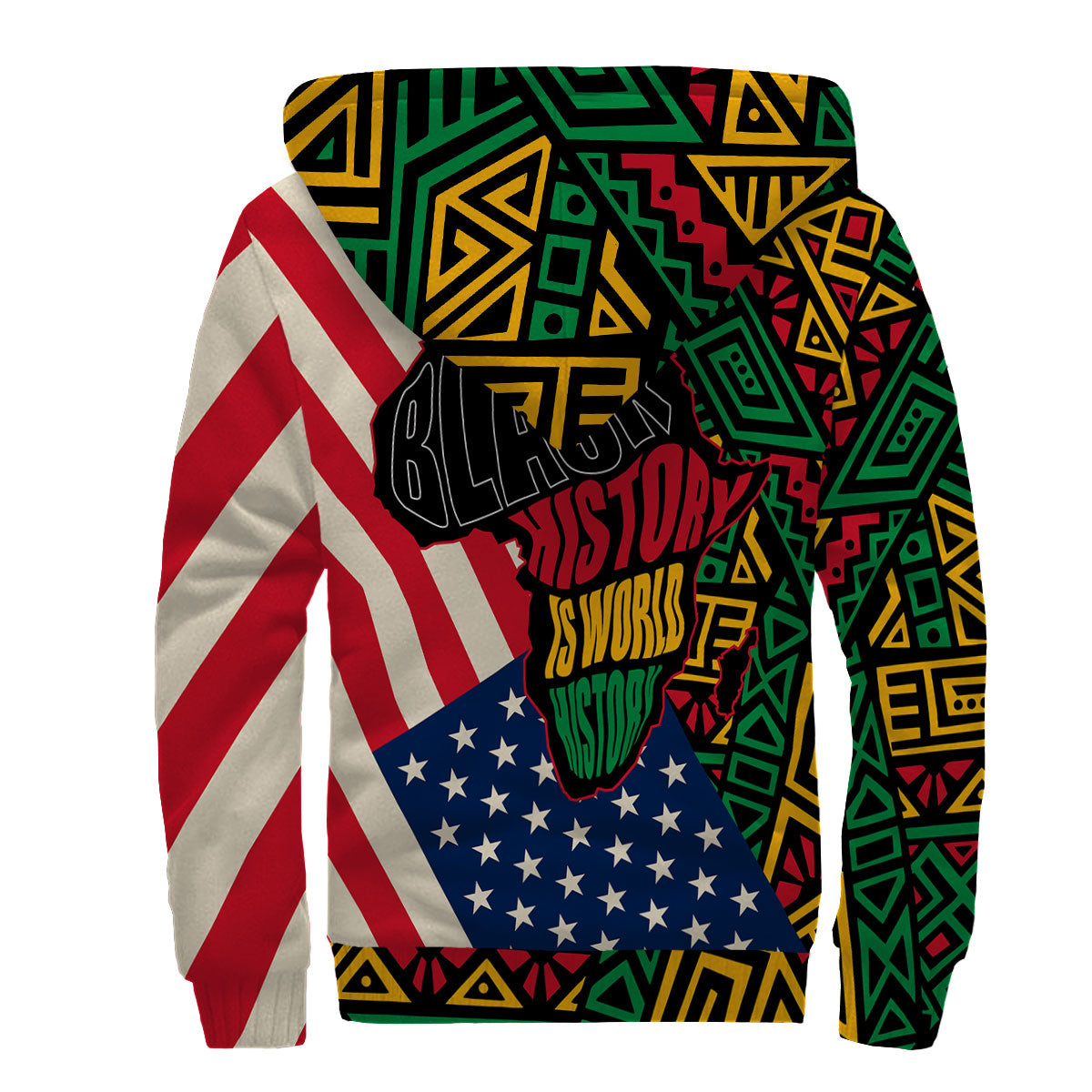 Black History Short Sherpa Hoodie, Malcolm X Pan-African Sherpa Hoodie