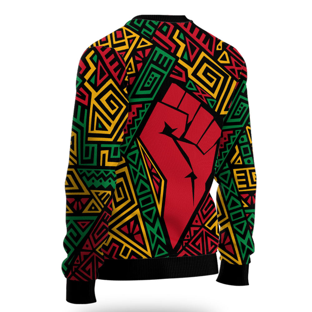 Black History Ugly Sweater, Africa Black Power Pattern Ugly Sweater