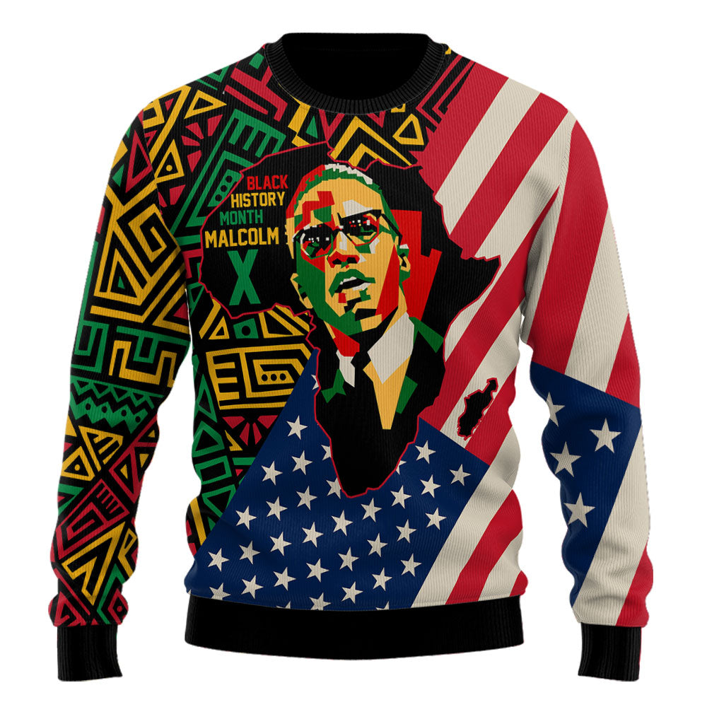 Black History Ugly Sweater, Malcolm X Pan-African Ugly Sweater
