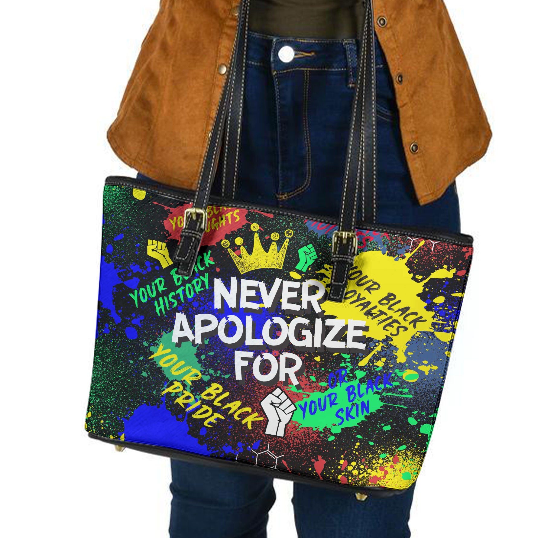 Never Apologize For Leather Tote Bag